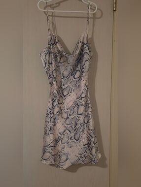 Cotton Candy LA Snake Print Cowl Neck Open Back Mini Dress (S)